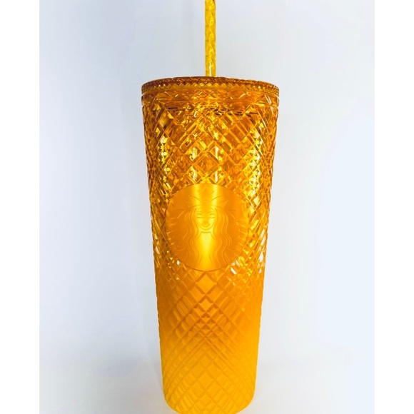 Starbucks Mango Ombre Jeweled Studded Cup Orange Cold Tumbler Venti 24oz 2022 - Picture 8 of 9